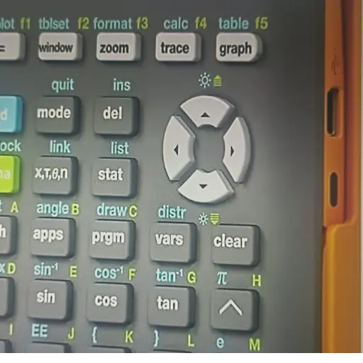 TI-84 Plus CE Introductory Guide 2 Close-up of TI-84 Plus CE calculator showing keypad and USB charging port for rechargeable lithium battery